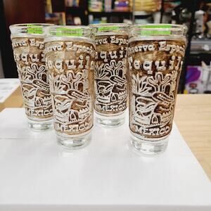 Shot Glasses Reserva Especial Mexico Tequila, embossed Tin 4", Set of 2 EUC
